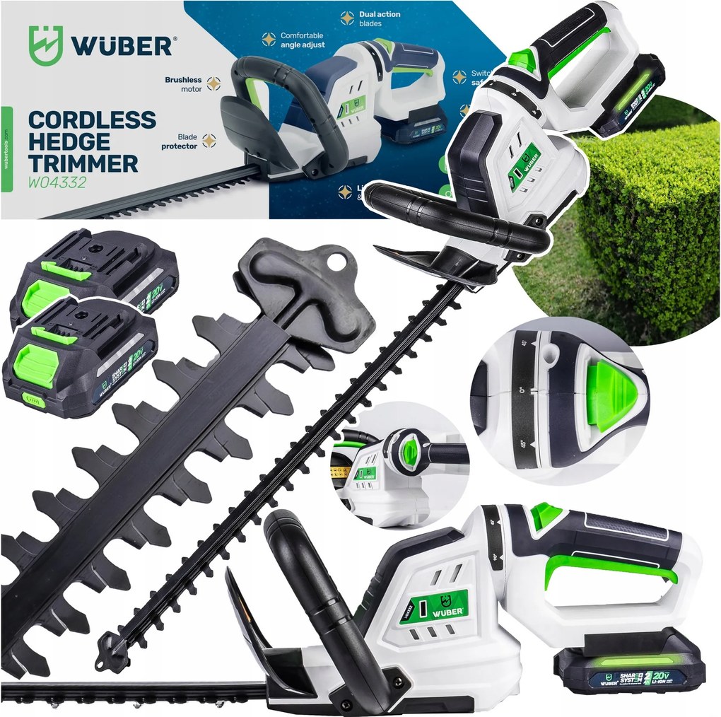 Akumulátorové Nožnice Na Živý Plot 2x Aku 2,0Ah 20V Kríky 50cm Wuber