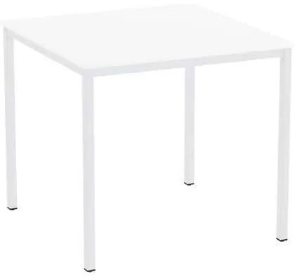 Jedálenský stôl Versys s bielym podnožím RAL 9003, 80 x 80 x 74,3 cm, biely