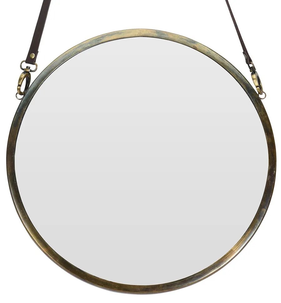Okrúhle zrkadlo na koženom popruhu 42 cm