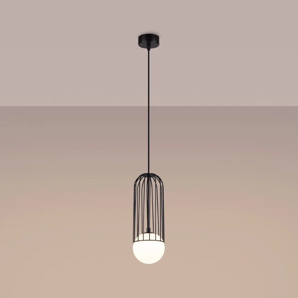 Závesné svietidlo Brina, 1x sklenené/čierne kovové tienidlo