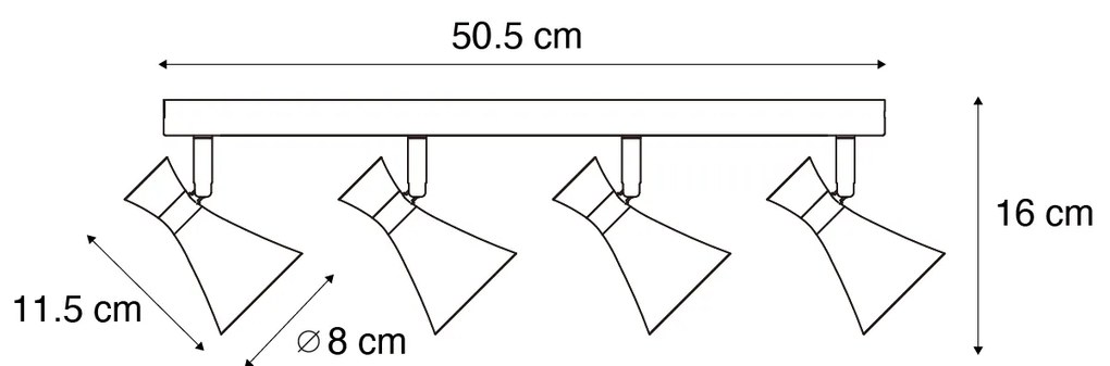 Moderné stropné bodové svietidlo čierne 4-svetlá otočné a naklápacie - Triangle