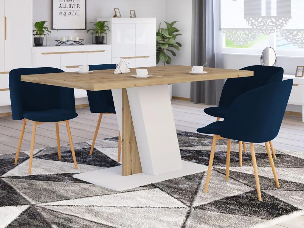 Moderný jedálenský stôl Sparta, biely/dub wotan | BIANO