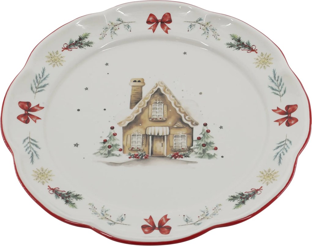 Vianočný keramický jedálenský tanier Chalet de Noël – Ø 28*3 cm