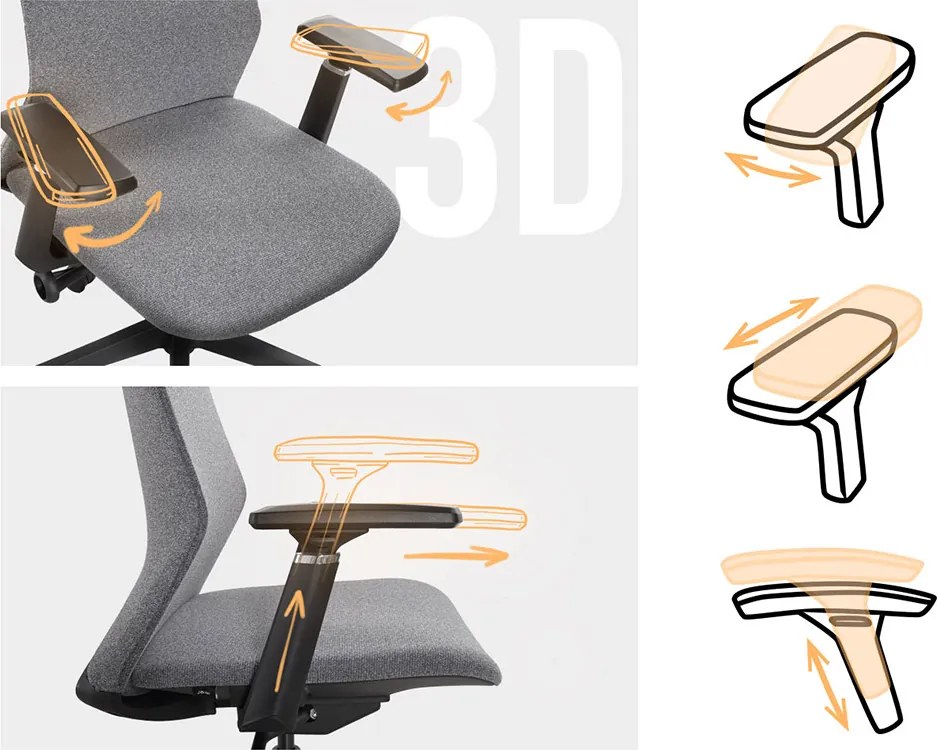 Ergonomická kancelárska stolička MOSH Airflow 502 - šedá