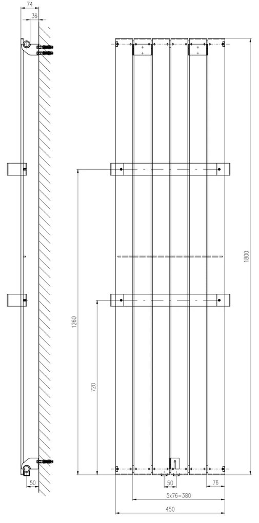 Sapho Sapho, COLONNA vykurovacie teleso 450x1800mm, pieskovec, IR148S