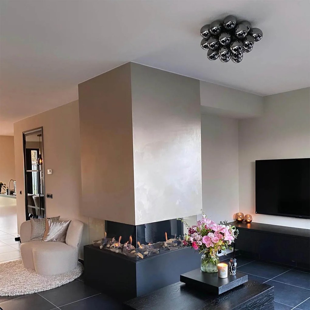 Inteligentné stropné svietidlo čierne s dymovým sklom vrátane 6 Wifi G9 - Uvas