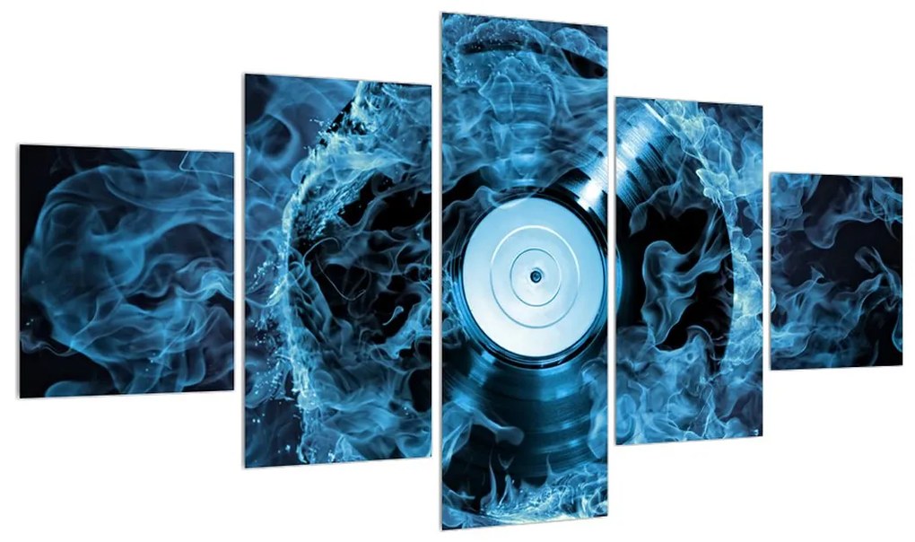 Obraz gramofónovej platne v modrom ohni (K014442K12570)