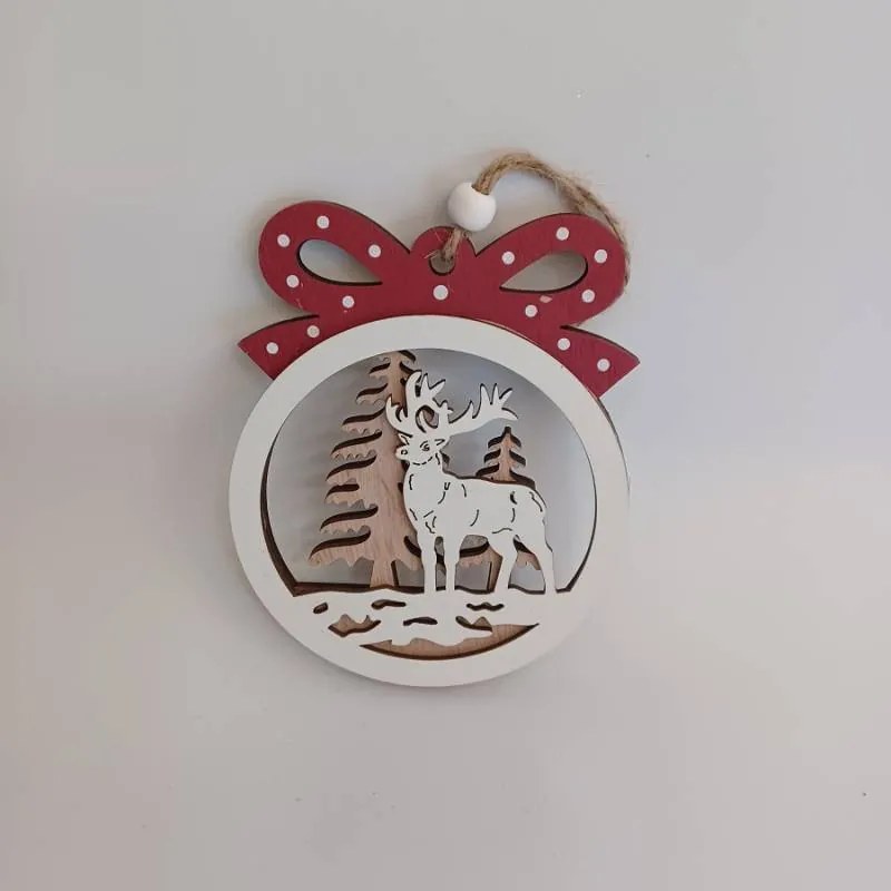 DECOLED Ozdoba s jeleňom, 10 x 12,5 cm, drevená