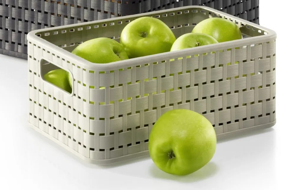 Rotho Plastový košík COUNTRY, rovný, béžový (11l - 33x24x16)