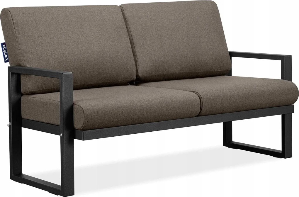 Záhradná 2-miestna záhradná lavička na terasu čierna béžová Konsimo Frena