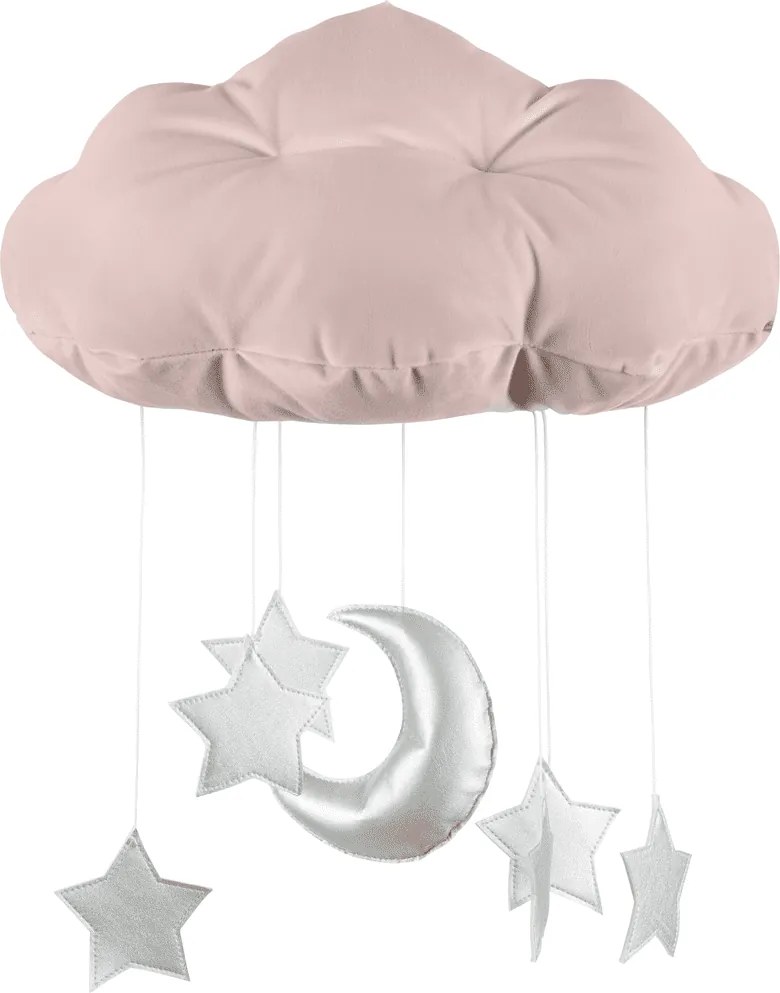 Dekoratívny obláčik púdrovo ružová so striebrom 26x37x44cm