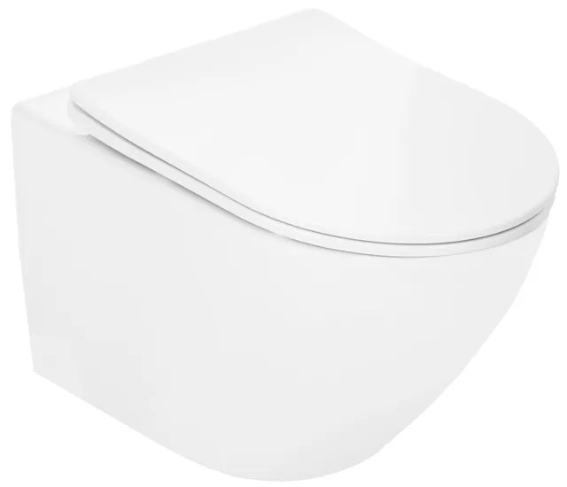 Gamma Mut-303, závesná WC misa Tornado/Rimless 490x360x345 mm + SLIM toaletné sedadlo, biela lesklá, GMA-MUT-303