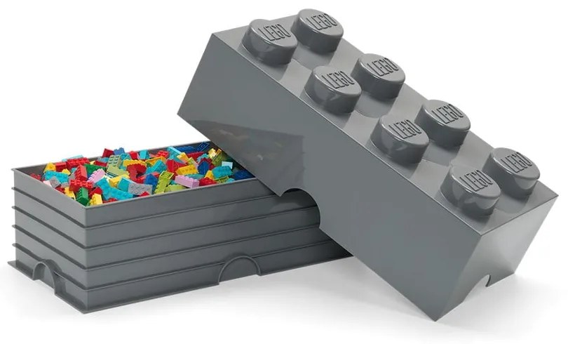 Detský tmavosivý úložný box LEGO® Rectangle