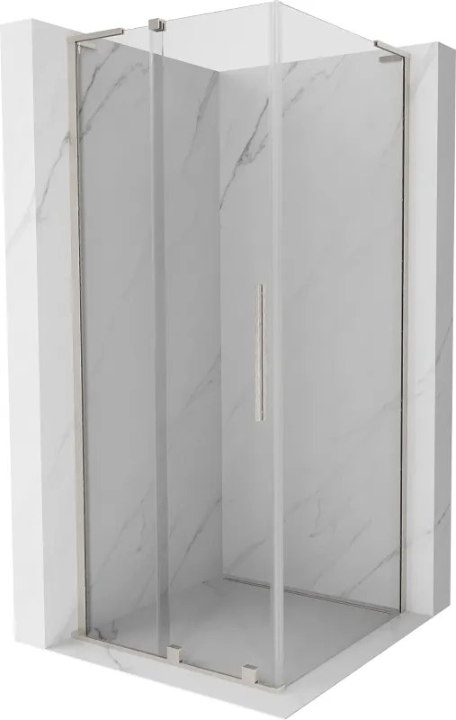 Mexen Velar L, sprchový kút s posuvnými dverami 100 x 100 cm, 8mm číre sklo, brúsená oceľ, 871-100-100-03-97