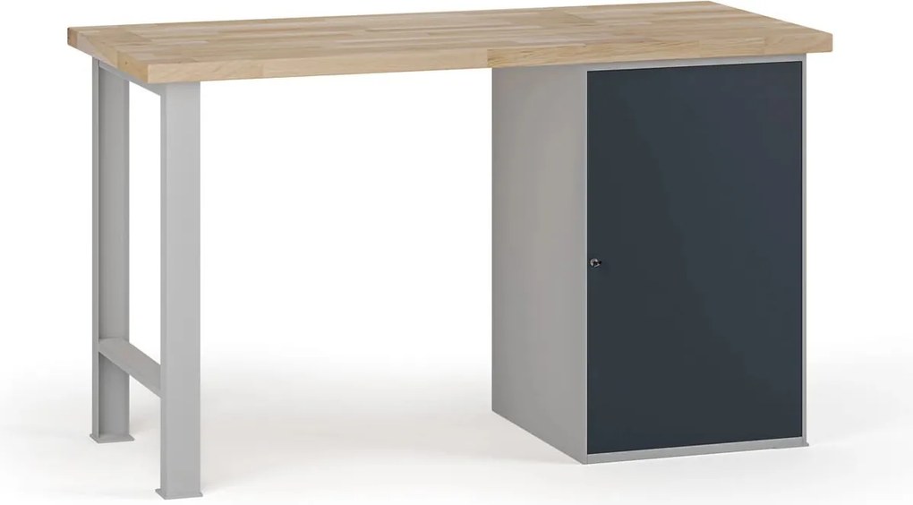 Dielenský pracovný stôl G7, buková škárovka, 1500 x 800 x 840 mm, 1x skrinka, grafit