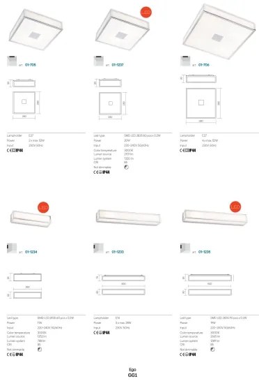 Redo 01-704 - Kúpeľňové stropné svietidlo EGO 1xE27/52W/230V 18x18 cm IP44