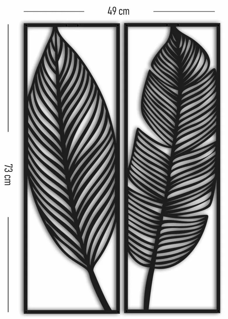 Nástenná kovová dekorácia FEATHER II čierna