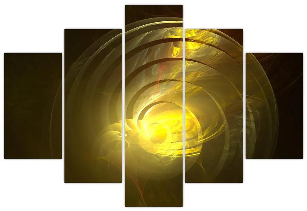Obraz žltej abstraktnej špirály (150x105 cm)
