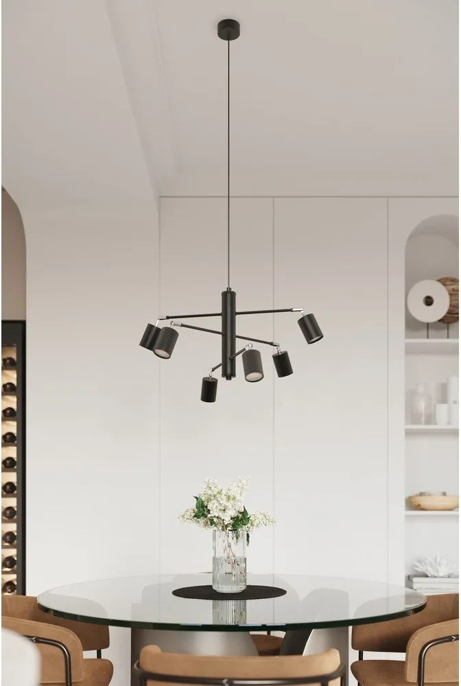 Čierne kovové závesné svietidlo Virta – Sollux