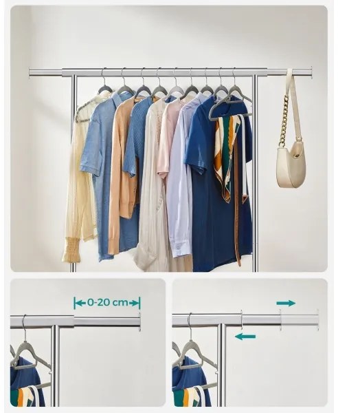 Mobilný stojanový vešiak LINEA strieborný