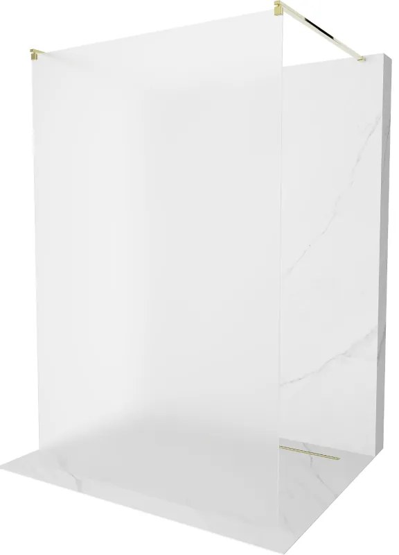 Mexen Kioto, priechodná sprchová zástena 100 x 200 cm, 8mm sklo námraza, 2x zlatá stabilizačná rozpera, 800-100-002-50-30