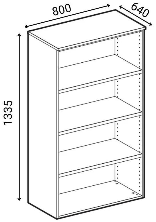 Kancelárska skriňa s dverami PRIMO WOOD, 3 police, 800 x 640 x 1335 mm, breza