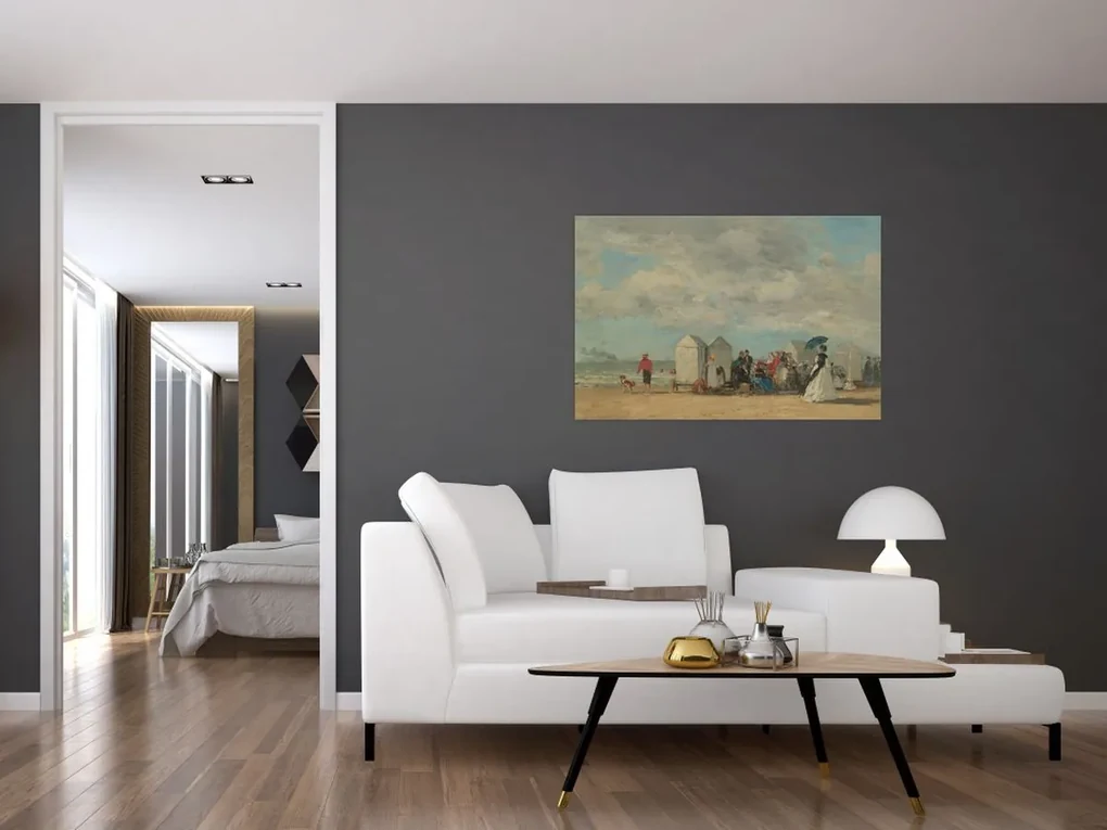 Obraz - Eugène Boudin, Beach Scene , reprodukcia (90x60 cm)
