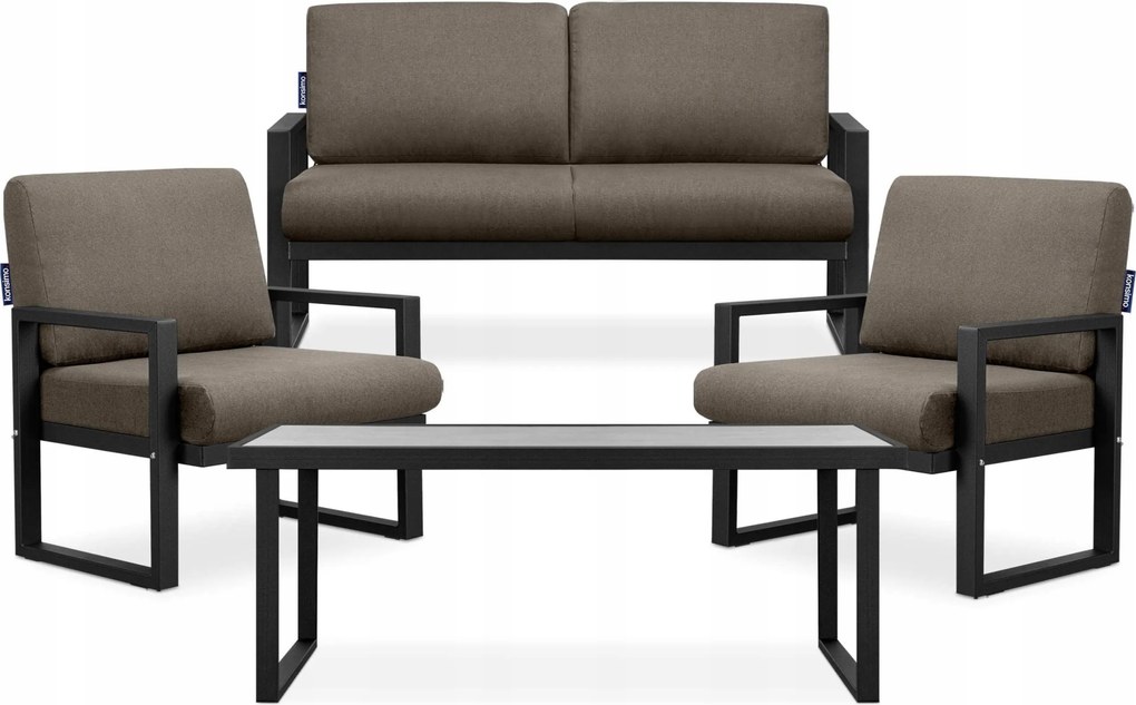 Sada záhradného nábytku stôl pohovka stolík čierna/béžová Konsimo Frena loft