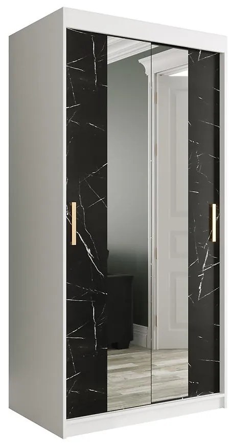 Skriňa Marmur T1 100 biely/mramor čierna