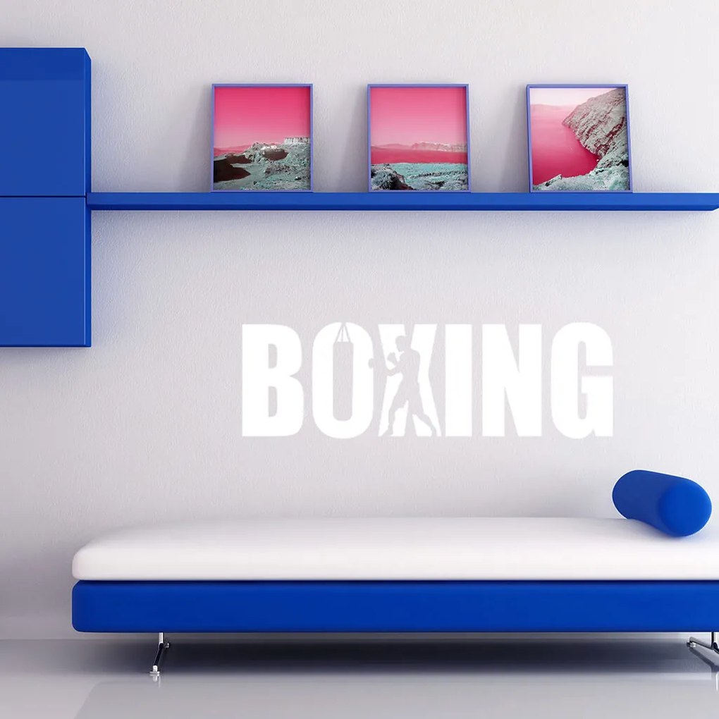 Veselá Stena Samolepka na stenu na stenu Nápis boxing Farba: černá