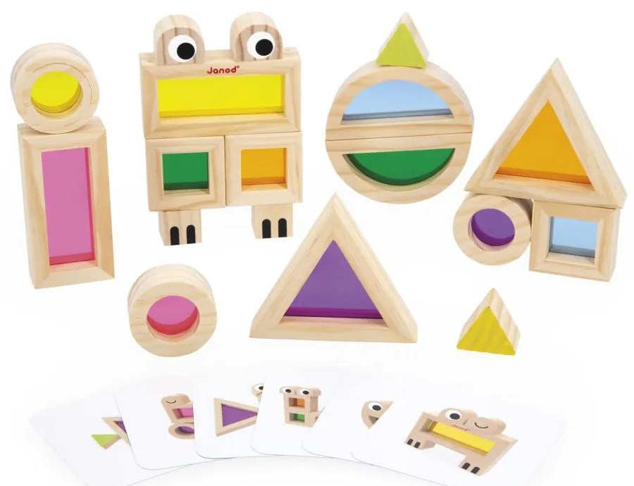 Drevená senzorická hra – bloky a predlohy – 12 ks