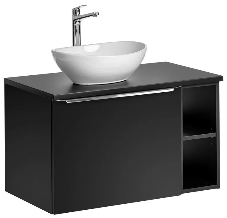 Závesná skrinka SantaFe I s doskou a umývadlom 80 cm čierna/biela