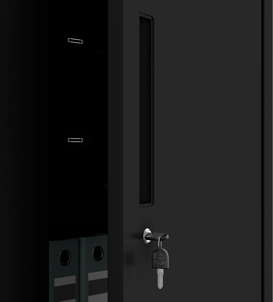 Modulárna kovová multifunkčná skriňa s vysokou zásuvkou čierna MEGAN 1950 x 900 x 400 mm