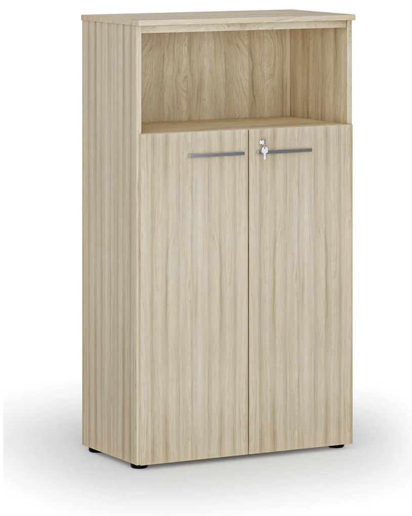 Kombinovaná kancelárska skriňa PRIMO WOOD, dvere na 3 poschodia, 800 x 420 x 1434 mm, dub prírodný