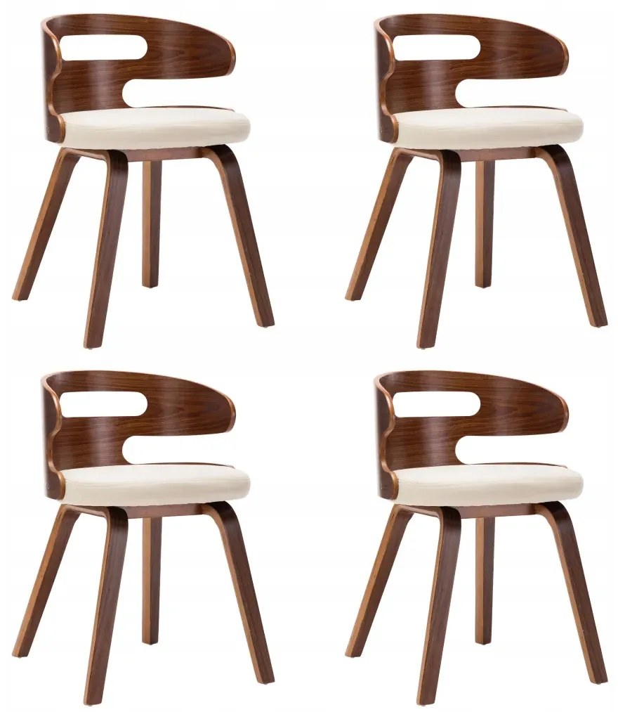 Petromila Jedálenské stoličky 4 ks krémové ohýbané drevo a umelá koža