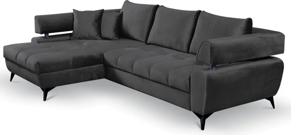 Rohová sedacia súprava Paris, antracitová látka, ľavý roh
