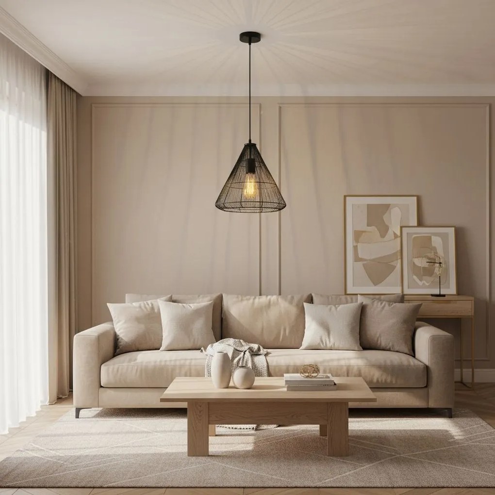 Toolight - Stropné svietidlo čierny diamant 1xE27 LH2065, čierna, OSW-00465