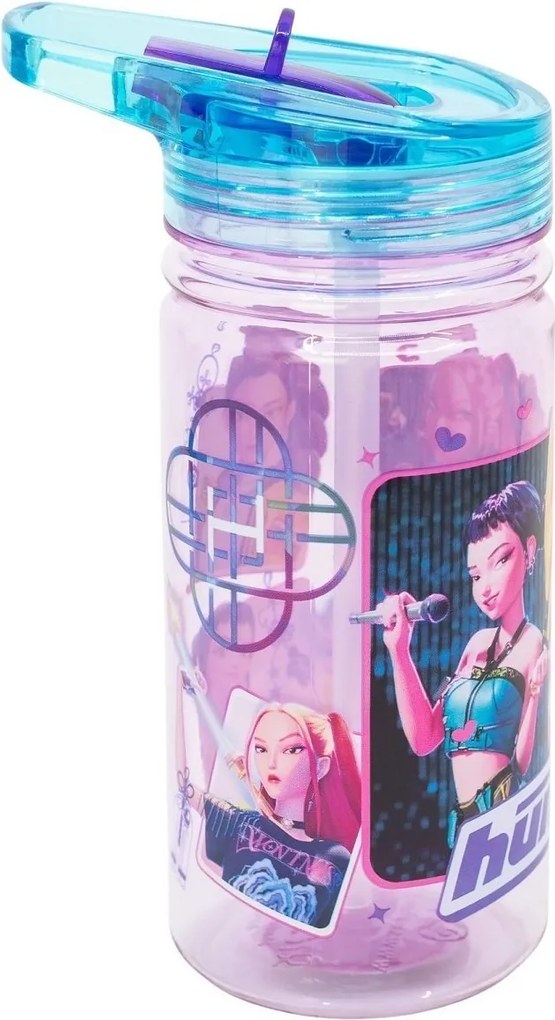 Fľaša na pitie KPop Demon Hunters, motív HUNTR/X so slamkou - 475 ml