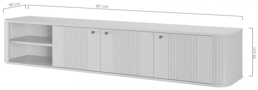 Závesný TV stolík Vespera 3D 187 cm - kašmírová / zlatá
