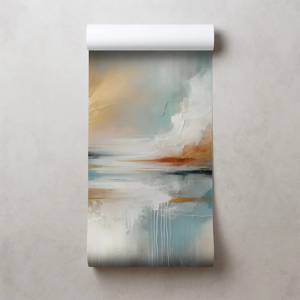 Tapeta abstraktné zlaté a modré tóny