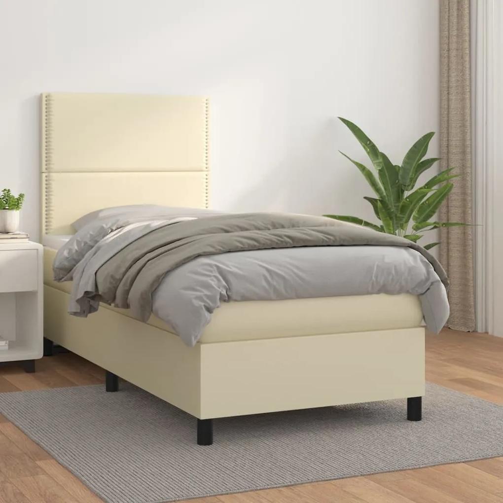 Boxspring posteľ s matracom krémová 100x200 cm umelá koža 3142769