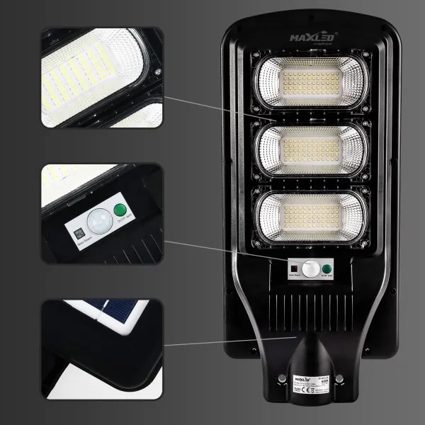 LED Solárna pouličná lampa so senzorom LED/180W/6V 6500K IP65 + diaľkové ovládanie