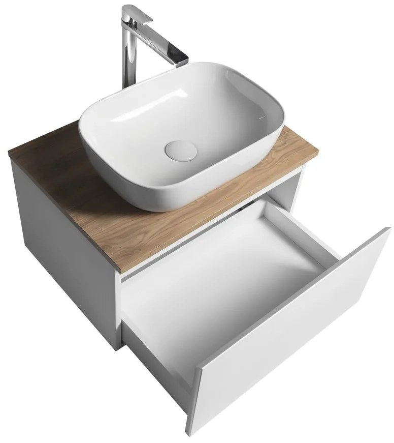 Aqualine Aqualine, ALTAIR skrinka s doskou 62,5 cm, biela/dub emporio, AI267-02