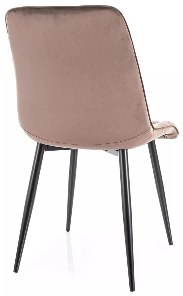 Zamatová jedálenská stolička Tanis cappuccino/čierna