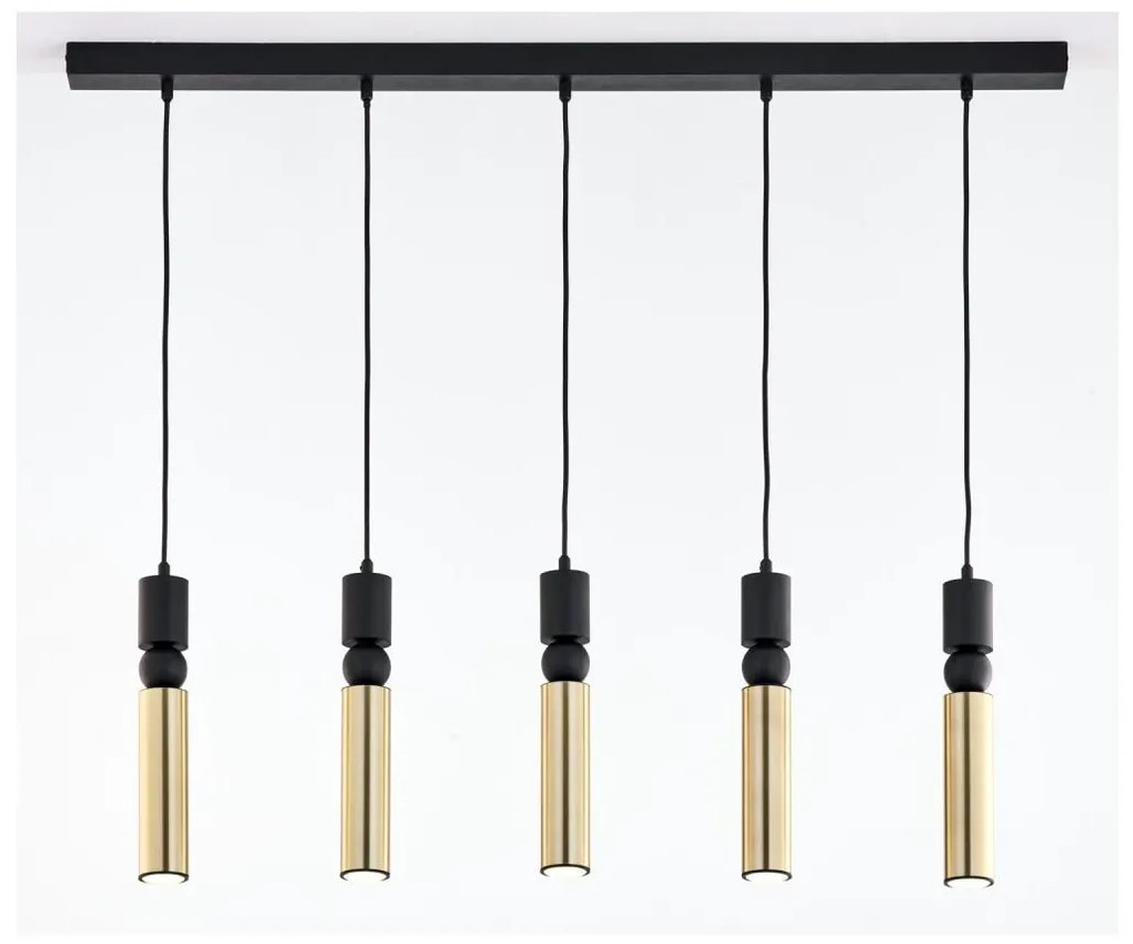 Jupiter 2012 - Luster na lanku ALAS 5xGU10/10W/230V čierna/zlatá