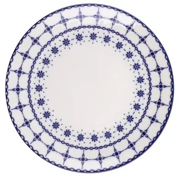 24-dielna jedálenská súprava, biela/modrá, porcelán