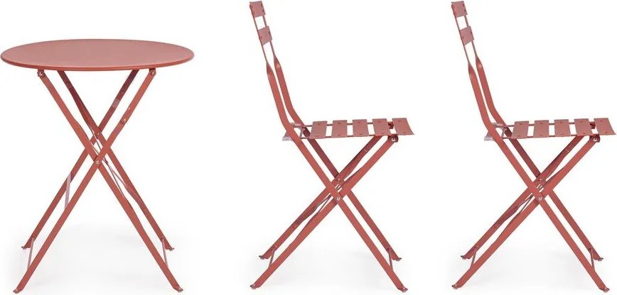 Oceľová záhradná jedálenská súprava v terakotovej farbe pre 2 Austin – Bizzotto