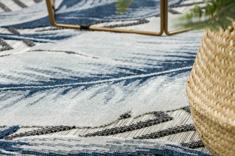 Dywany Łuszczów, Kusový koberec Botanic 65242 Feathers grey – na von aj na doma, 137x190, modrá, chodba / predsieň