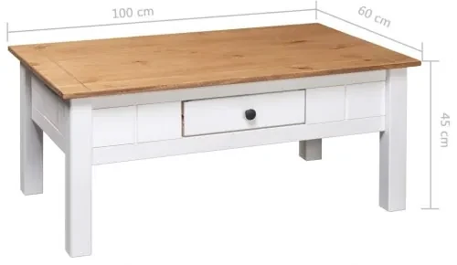 vidaXL Konferenčný stolík, biely 100x60x45 cm, borovica Panama Range-