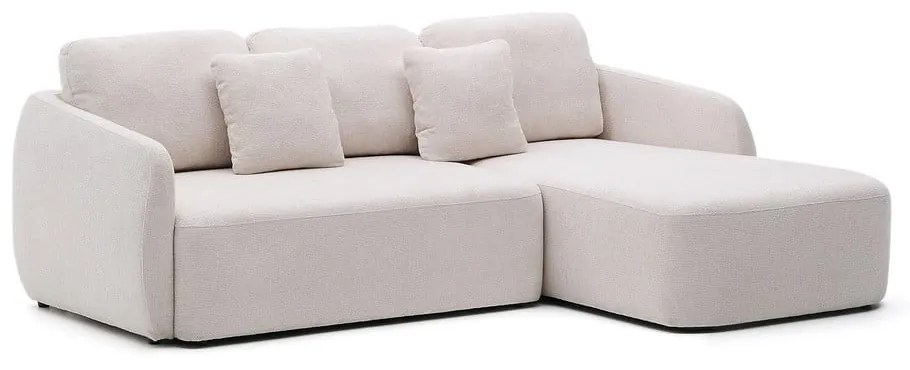 Krémová ženilková rozkladacia rohová pohovka (pravý roh/s leňoškou) Laira – Kave Home